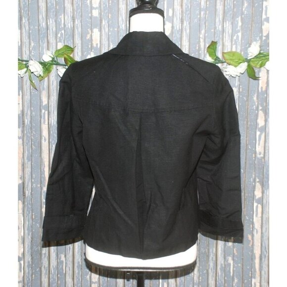 Signature by Larry Levine Ladies Black Linen Blend Jacket Size 8 Button Up - Picture 4 of 8